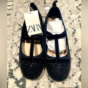 BRAND NEW Zara Girl’s Glitter Ballet Flats With Bows